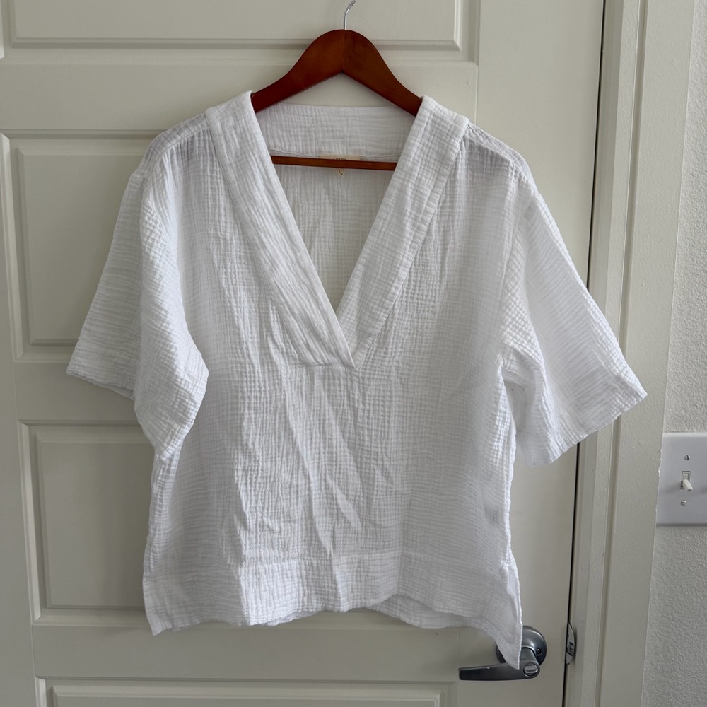 Faherty Organic Cotton Short Sleeve Blouse